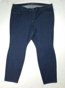 Old Navy Women Plus Size 30 Long Blue Super Skinny Jeans Mid Rise Dark Wash NEW - Picture 1 of 8