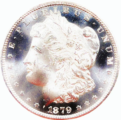 1879-S Choice BU Morgan Silver Dollar PL Obverse RD 721 Cover