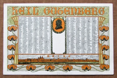 Heil Gutenberg - Mainz, Verzeichnis der Orte ... Jugendstil Künstler Ak 1900 - Bild 1 von 2