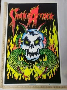 Original Snake Attack Schwarzlicht Poster Totenköpfe Flammen #1836 23"X35" Skorpion - Bild 1 von 4