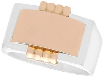 Antiguo anillo de vestir Art Deco de oro blanco de 9 k y oro rosa de 9 k circa 1930 Foto 1 de 4