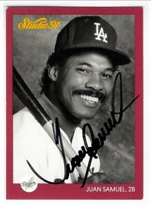 Juan Samuel Signed 1991 Studio Card #188 Los Angeles Dodgers