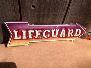 Letrero de salvavidas This Way To Arrow direccional novedad metal 17" x 5" - Imagen 1 de 1
