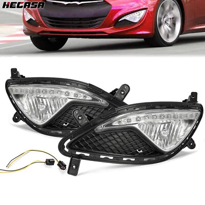 Fog Lamps Lights Cover & Connect RH LH Assembly for Hyundai Genesis Coupe 13-17 - Image 1 of 4