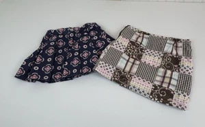 Gymboree Girls Set of 2 Skorts Floral Navy Blue and Brown Patchwork Size 5 - Picture 1 of 15