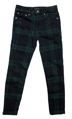 Pantalones de mezclilla Polo Ralph Lauren niños niñas 5 The Tompkins tiro alto ajustados verdes a cuadros Foto 1 de 4