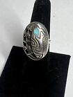 Native American Sterling Silver Inlay Turquoise Animal Ring Size 7 3/4