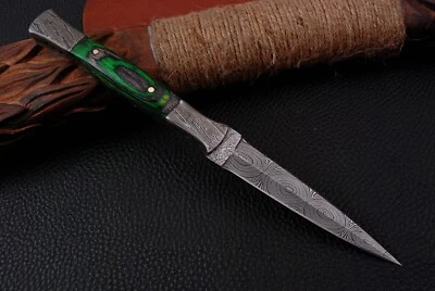 HANDMADE Double-Edged Damascus steel Dagger boot Knife Throwing FULL TANG EDC - Image 1 of 4