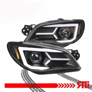 For 06-07 Subaru Impreza WRX STI Projector Headlights w/LED DRL Signal Black - Picture 1 of 8