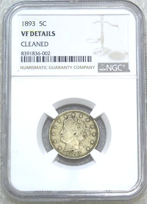1893 Liberty Nickel NGC VF Details Good Luster Just Graded New Holder #DSh20 - Image 1 of 4