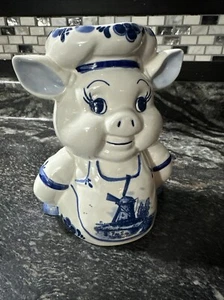 Vintage hübscher Delfter blauer handbemalter Keramik Utensilienhalter oder Vase Dekor. - Bild 1 von 5