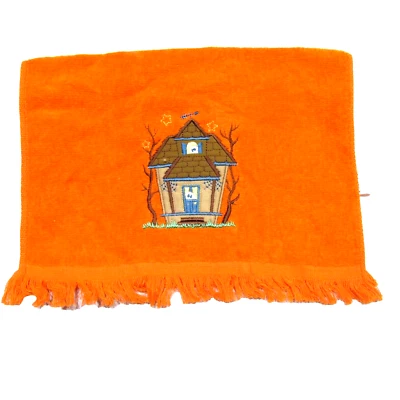 Halloween Haunted House Orange Hand Towel 17 x 11.5 - Image 1 of 3