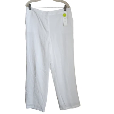 Pantalón CHARTER CLUB Blanco Pierna Ancha Pantalones Completamente Forrados Talla 12 Cintura Elástica Nuevo con Etiquetas Foto 1 de 4