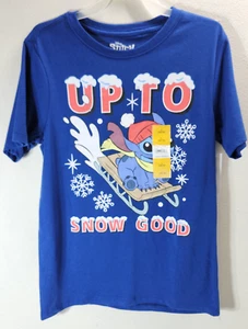 Disney Stitch Kids Blue Graphic T-Shirt Top Size Large 10-12 NEW - Picture 1 of 8