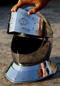Medieval Knight X-Mas 18Ga Sca Larp Tournament Close Armor Helmet Replica Gift - Picture 1 of 3