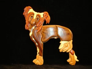 Handgefertigtes 3D Intarsien Holzkunst CHINESISCHES WAPPEN Hundeschild Wandrelief - Bild 1 von 2