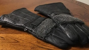 Black Leather Mens Gauntlet Gloves Size Large Pre-owned - Picture 1 of 7