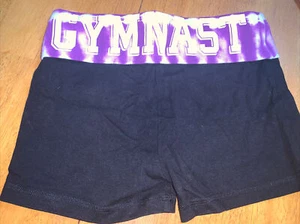 justice sz 8 Gymnast Purple Black Tie Dye Dance Compression shorts Guc - Picture 1 of 4