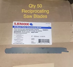 Qty 50 Lenox Reciprocating Saw Blades 8” Bi-Metal 12/16 TPI Bare 2071069 - Picture 1 of 11