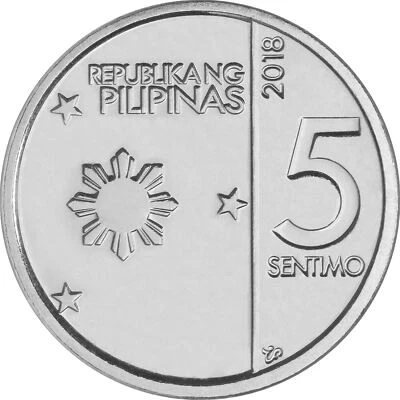 Philippines 5 Sentimo Coin | New Generation Currency | KM298 | 2017 - 2019 - Image 1 of 2