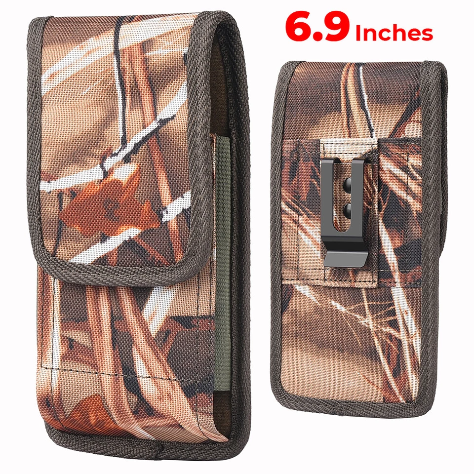 #DE202 7" CUBE RUGGED NYLON POUCH METAL BELT CLIP LOOP IN CAMO CELL PHONE CASE - Image 1 of 4