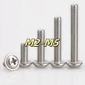 Phillips Pan Head Screw With Washer Flanged Button A2 304 Stainless M2-M5 - Picture 1 of 5