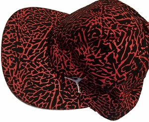 Jordan Jumpman Hat Cap Youth 8-20 Flex Fit Red Black Elephant All Over Print - Picture 1 of 14