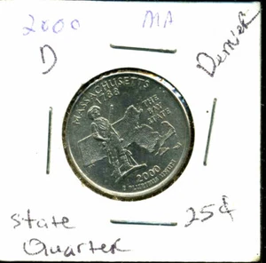 2000 D BU/UNC MASSACHUSETTS STATE QUARTER UNCIRCULATED MINT STATE COIN #553 - Picture 1 of 2