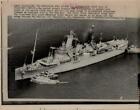 1966 Press Photo USS Northampton pushed into berth at Portsmouth, New Hampshire.