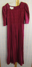 Vintage Sarah Elizabeth Cranberry 100% Rayon Tapestry Trim Midi Dress Women's 10