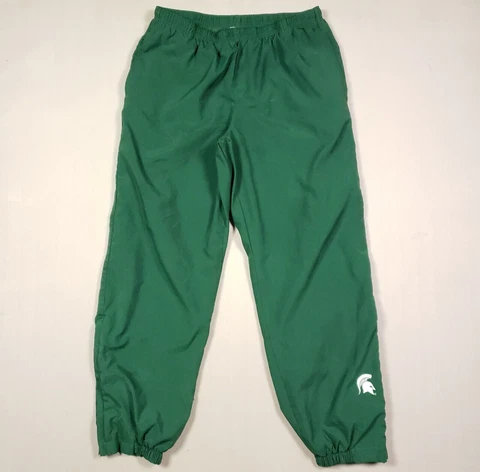 Nike Michigan State Spartans Men Pants Medium Green Mesh Lined Ankle Zip Cover