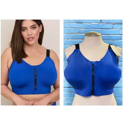 Torrid 42DD Bright Blue Hi Impact Active Gym Sports Longline Bra Wire Free New - Image 1 of 2