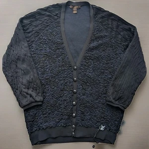 Louis Vuitton LV Seda Plisada Negra Blusa Top Botón Cárdigan Jersey Sudadera - Imagen 1 de 22