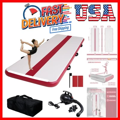 Gymnastics Mat Inflatable Air Tumble Track 10ft Tumbling Mat 4in Thick Gymnas... - Image 1 of 4