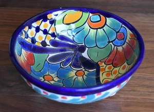 Mexican Talavera Hand Painted Colorful Floral Decorative Bowl - Picture 1 of 4