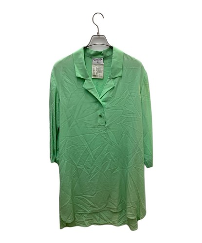 Abito camicia CHANEL 100% seta 48 verde Ext+
