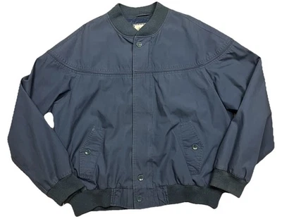 Munsingwear Jacket Mens L Blue Bomber Zip Button Snap Windbreaker VTG 80s 90s - Image 1 of 4