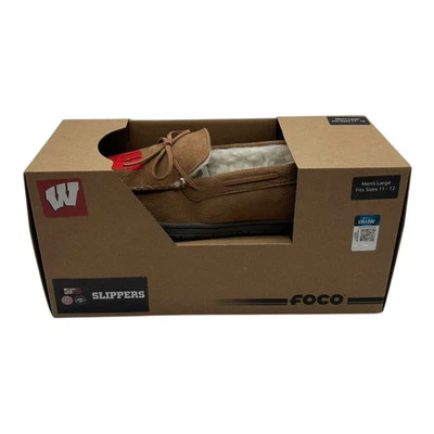 Zapatillas mocasín FOCO Wisconsin Badgers para hombre grandes 11-12 zapatos sin cordones para casa Foto 1 de 3