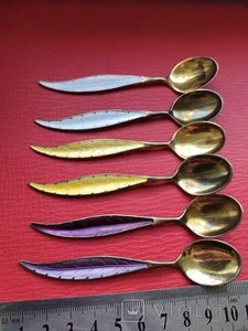 Vintage UdSSR 1958 Set Löffel vergoldet Sterling Silber 925 Emaille Kaffee Tee Sammler - Bild 1 von 12