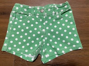 Mini Boden Kelly Green Polka Dot Shorts Heart Pocket Adjustable Waist size 6 EUC - Picture 1 of 4