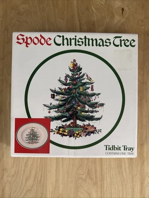 Spode CHRISTMAS TREE Tidbit Single Tier Tray Handled Serving Plate 10.5" NIB - Image 1 of 4