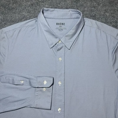 Rhone Commuter Shirt Mens Size XXL Blue Geometric Long Sleeve Button Up Casual - Image 1 of 4