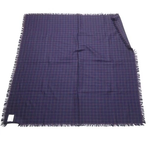 Laura Ashley Scarf Womens One Size Navy Tartan Plaid Viyella Made Great Britain - Picture 1 of 3