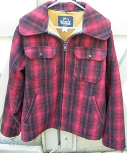 Vintage Woolrich Red Mackinaw Buffalo Plaid Wool Hunting Coat Jacket 545 Size 40 - Picture 1 of 6