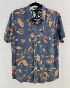 VOLCOM men’s Broha blue Rust floral Print modern fit Cotton Blend Buttons S - Picture 1 of 6