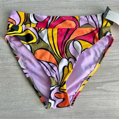 Traje de baño inferior de bikini de tiro alto con bandas Bar Ill para mujer talla pequeña Foto 1 de 4