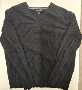 Banana Republic Black Merino Wool Long Sleeve Knit Pullover Mens Sweater Large - Picture 1 of 5
