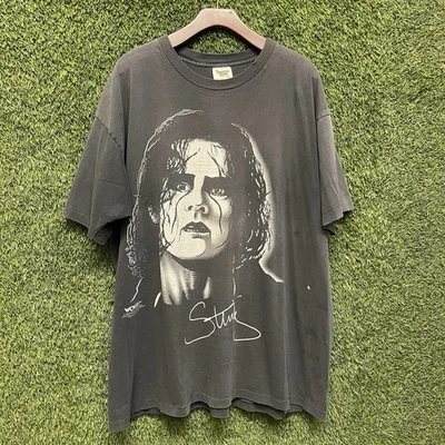 Vintage 90s Sting WCW Mens XXL Faded Black Wrestling T-Shirt NWO Distressed Tee - Image 1 of 4