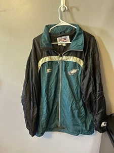Vintage Starter Pro Line Philadelphia Eagles Jacket Mens M Hooded Full Zip - Picture 1 of 8