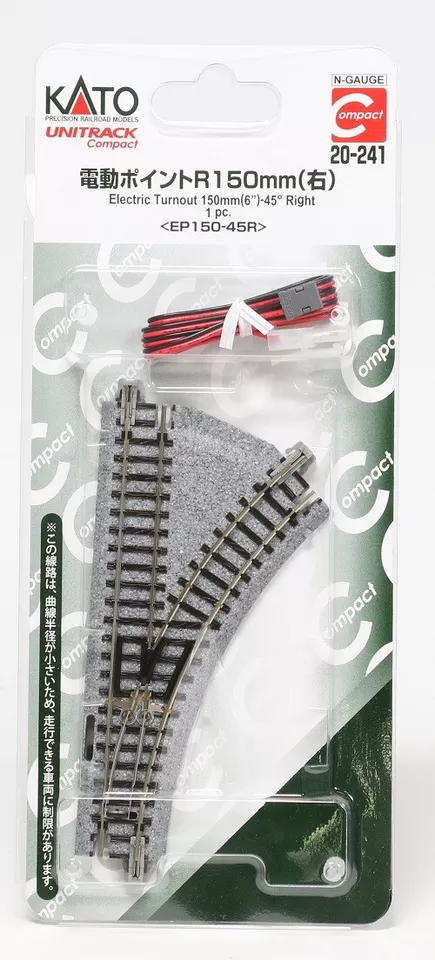 KATO N Scale Model Railway 20-241 Electric Turnout Right 150mm 45 Deg EP150-45R - Image 1 of 1